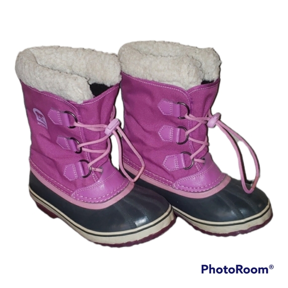 Sorel Other - Sorel Girls Waterproof Pink Winter Boots sz 2 Snow Rain Kids Lined Duck Boots